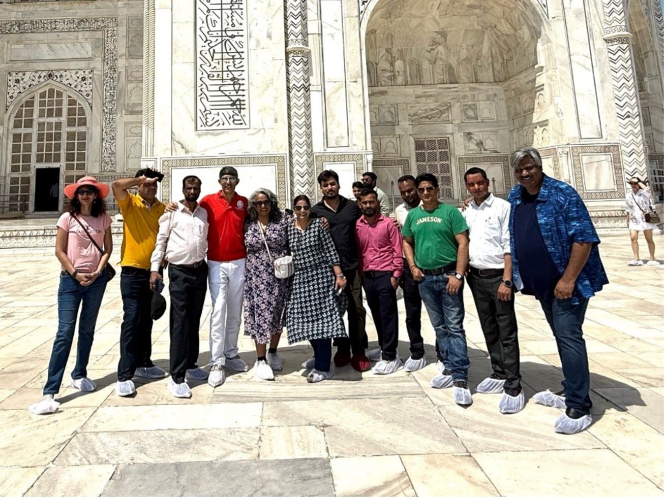 Voyage Ahead group photo on a heritage walk at the Taj Mahal, Agra